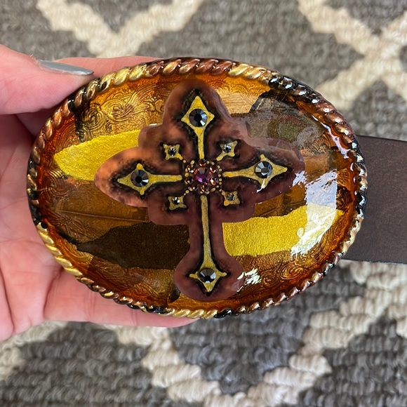 Virgins Saints & Angels Accessories - COPY - Virgin saints and angels brown belt with cross buckle